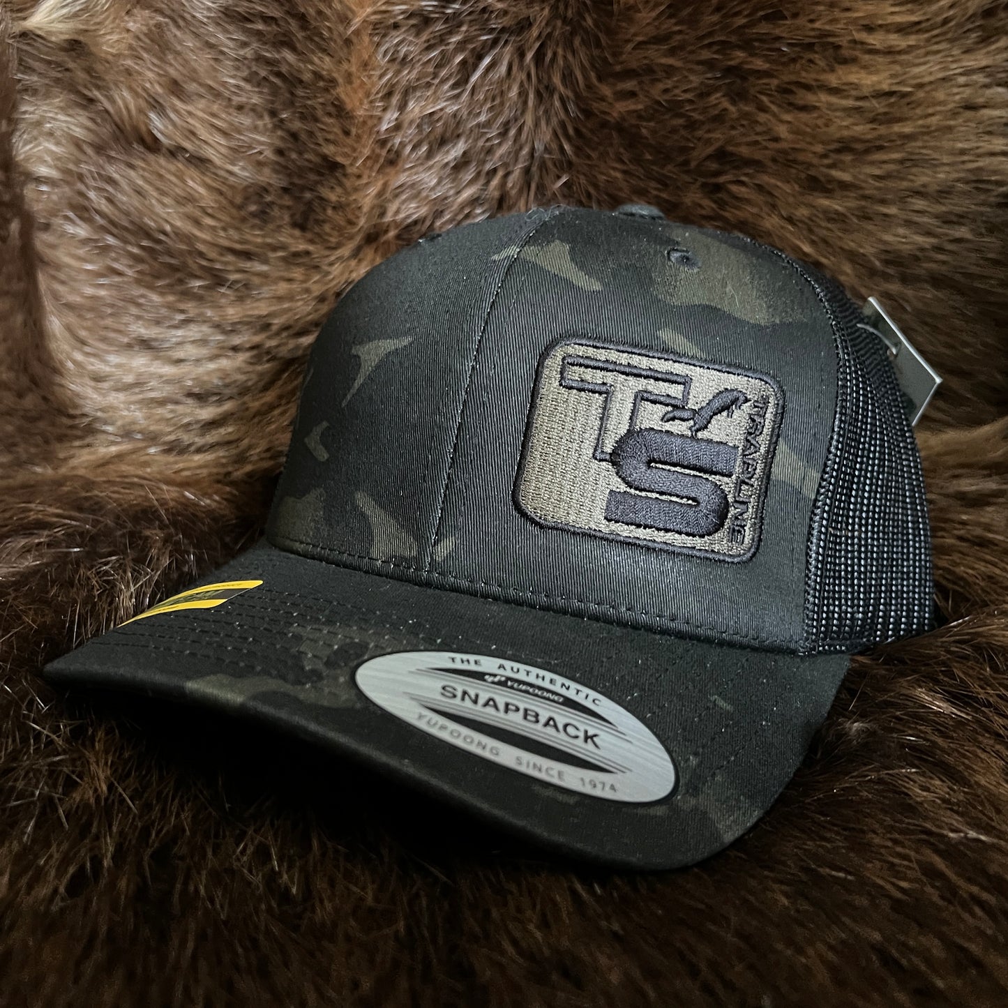Mesh Back Trucker w/ Left Panel TS logo - Multicam Black