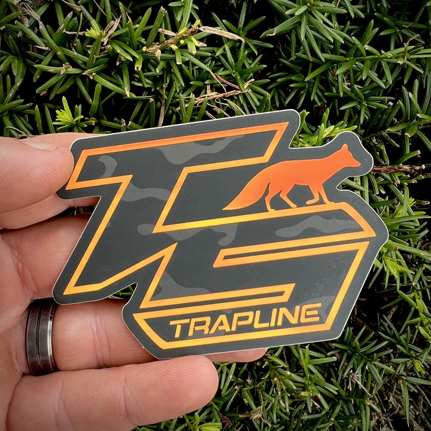 4” wide TS Outline Orange/Black Camo Matte Decal