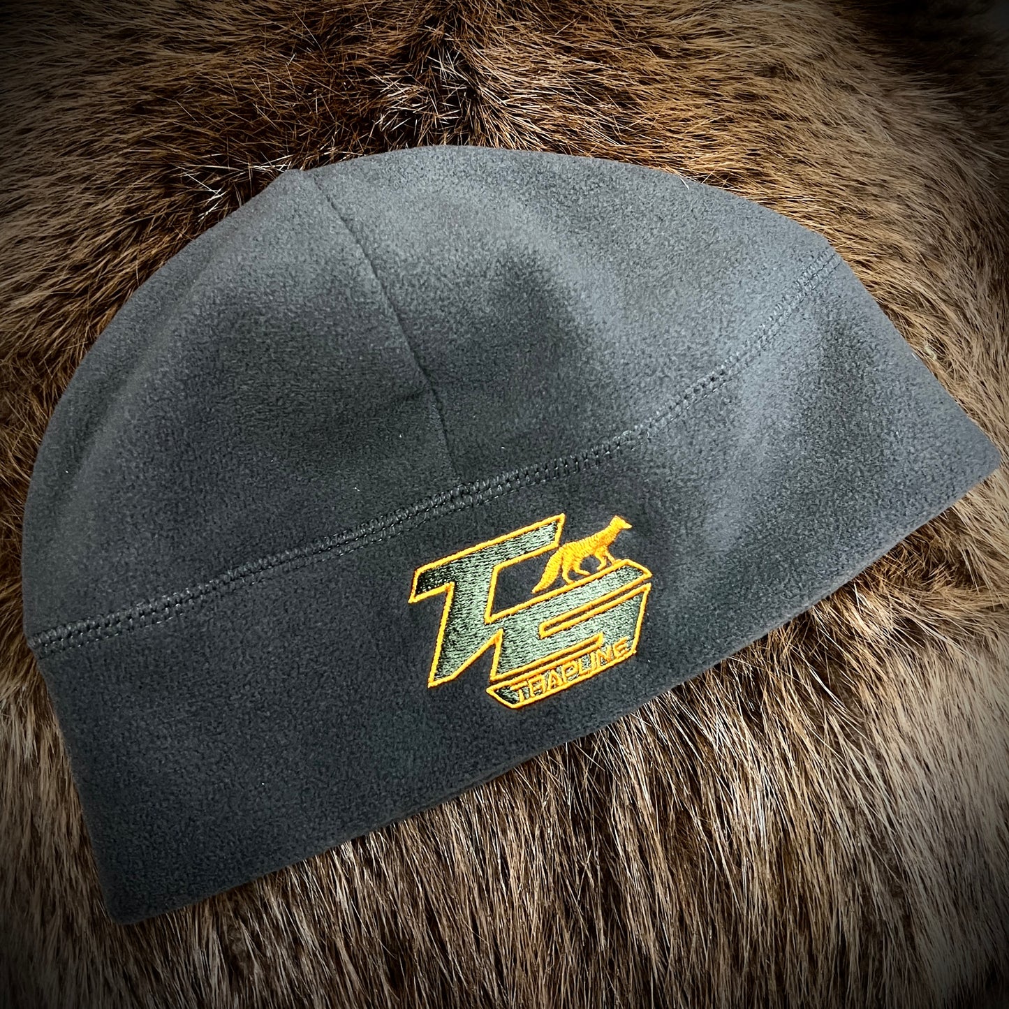 Olive Skull Beanie (Fleece) w/ Orange Laser Logo