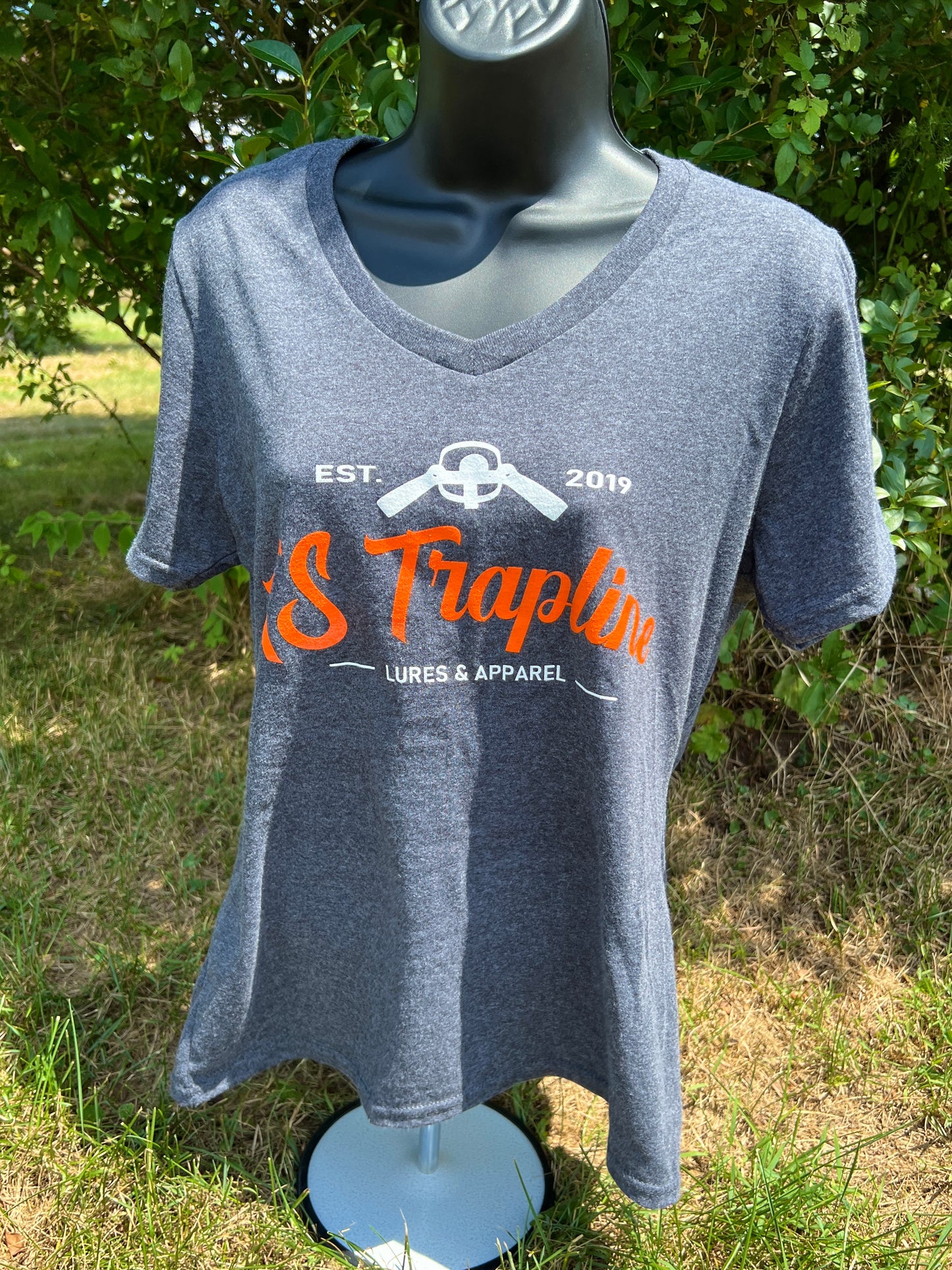 Ladies Orange Script V-Neck T