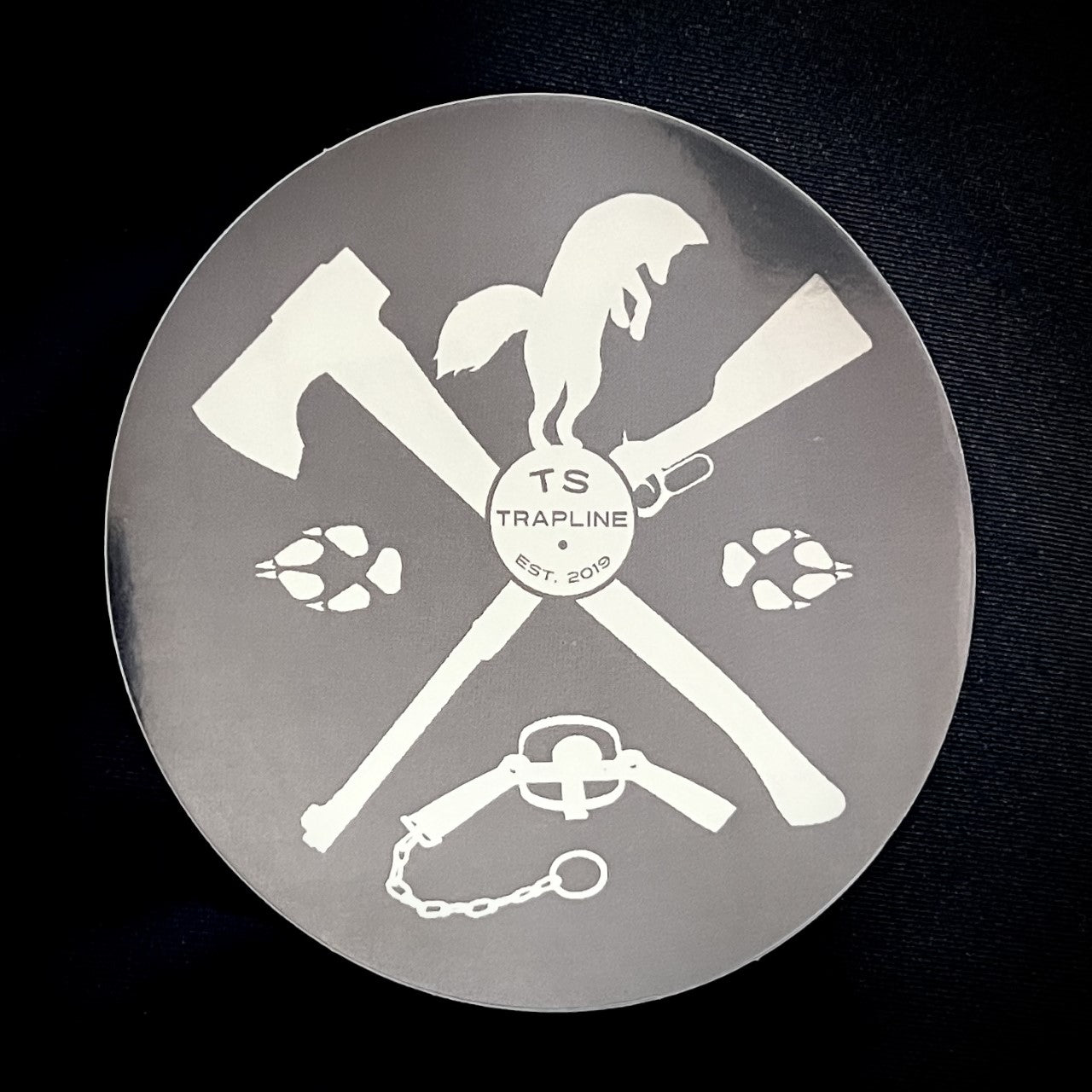 4” Gunmetal Mirror TS Crossed Axe & Rifle Decal