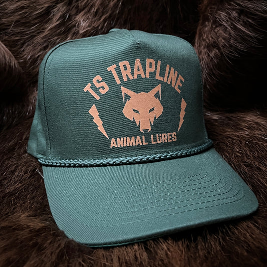 Hunter Green Golf Hat w/ tan TS Wolf’s Head Logo