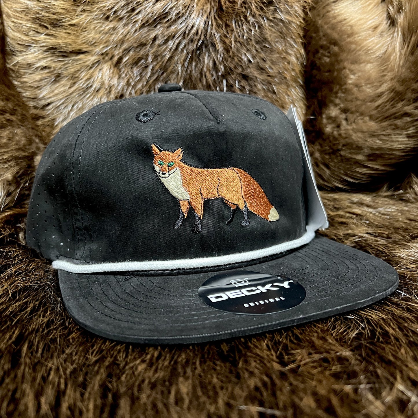 Black/Red Fox Perforated Performance Rope Hat