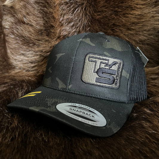 Mesh Back Trucker w/ Left Panel TS logo - Multicam Black