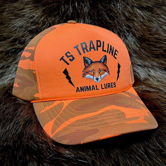 Retro Orange Camo Winter Foam Trucker with TS Thunderfox Logo