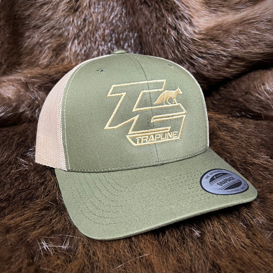 Mesh Back Trucker w/ TS Laser logo - Olive/Tan