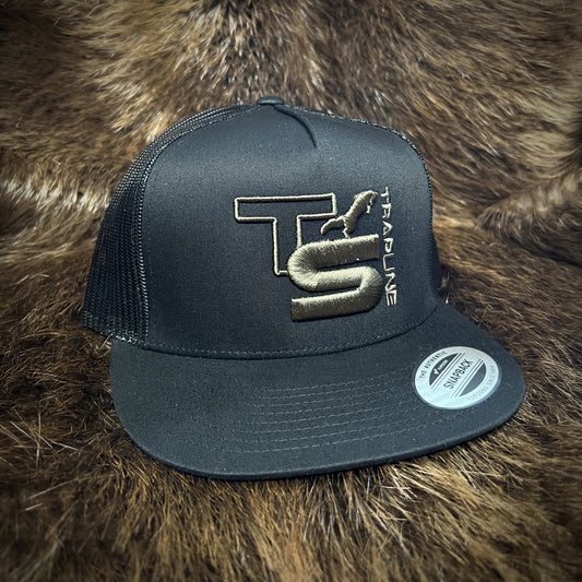 Flat Bill Mesh SnapBack w/ TS logo - Black