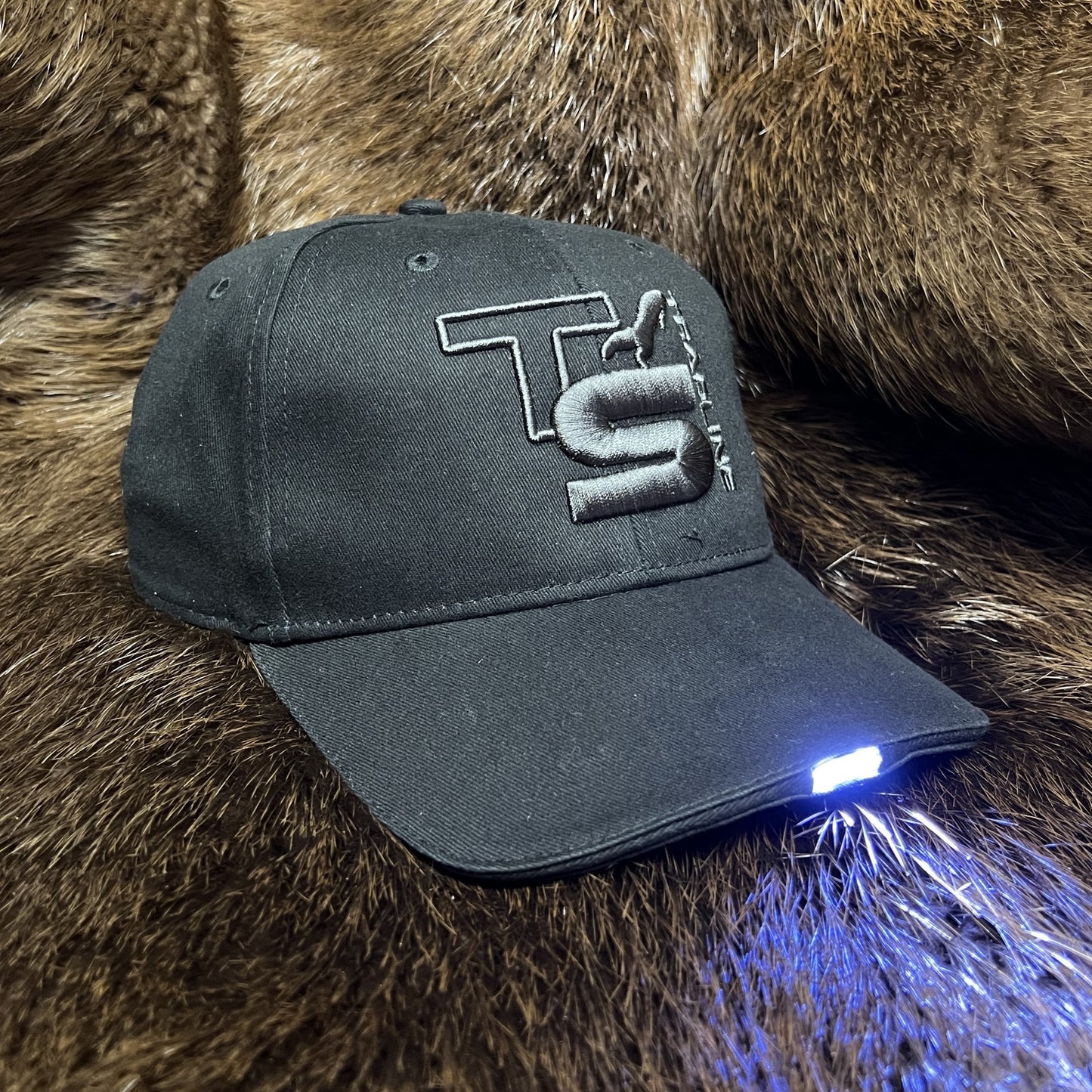 “TRAPLINE SERIES” Lighted Cap w/ 3 settings - Black w/ Tonal 3D Embroidery NIGHT EDITION