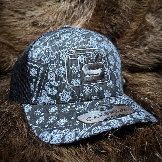 Paisley Black Mesh Back Trucker w/ Tonal TS Logo