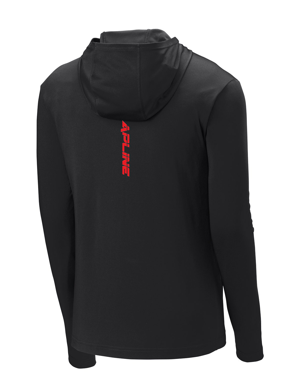 TS Red Text Polyester Athletic Long-Sleeved Hooded Shirt