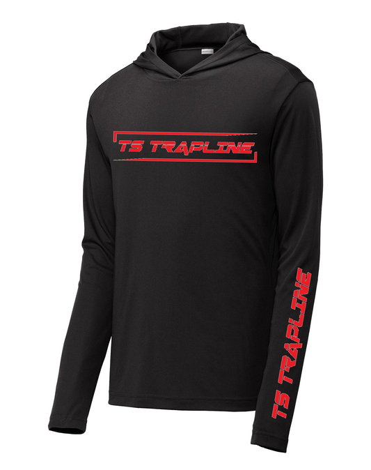 TS Red Text Polyester Athletic Long-Sleeved Hooded Shirt